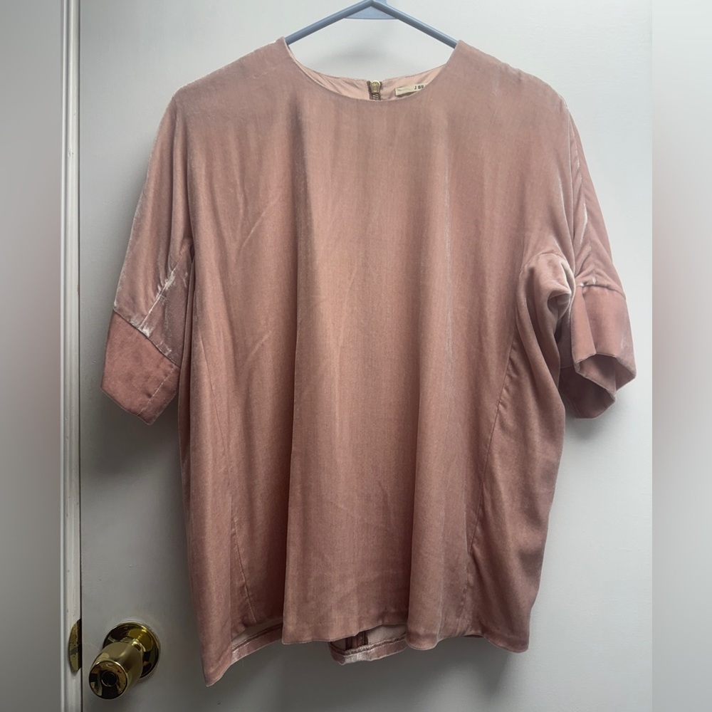 J Brand Soft Pink Velvet Back Zip Top